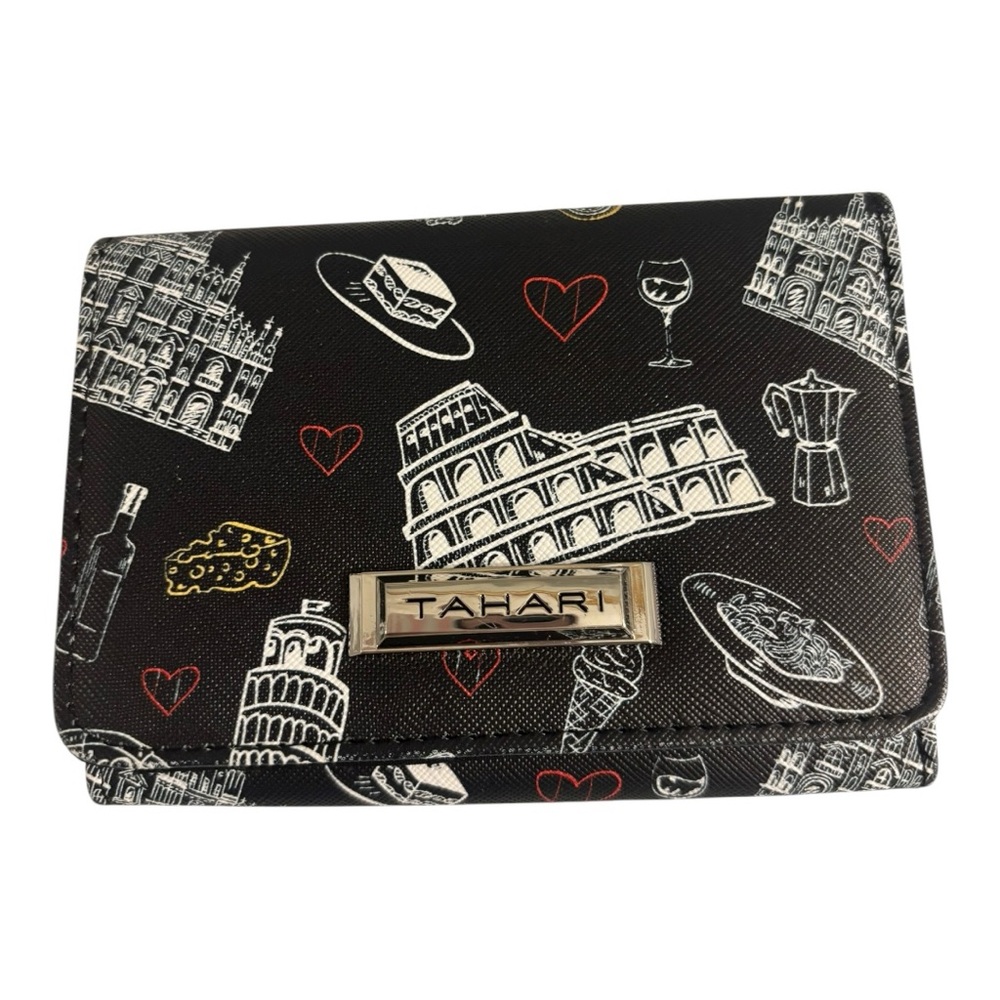 Tahari Bi-Fold Black and White Italy Themed Print Women’s Wallet